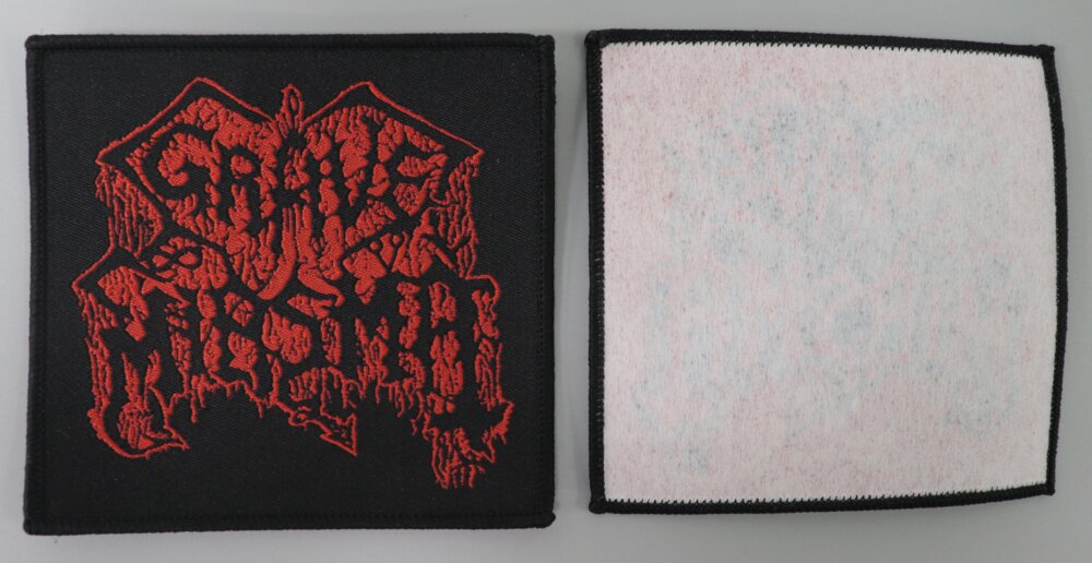 grave miasma red logo patch factory proof