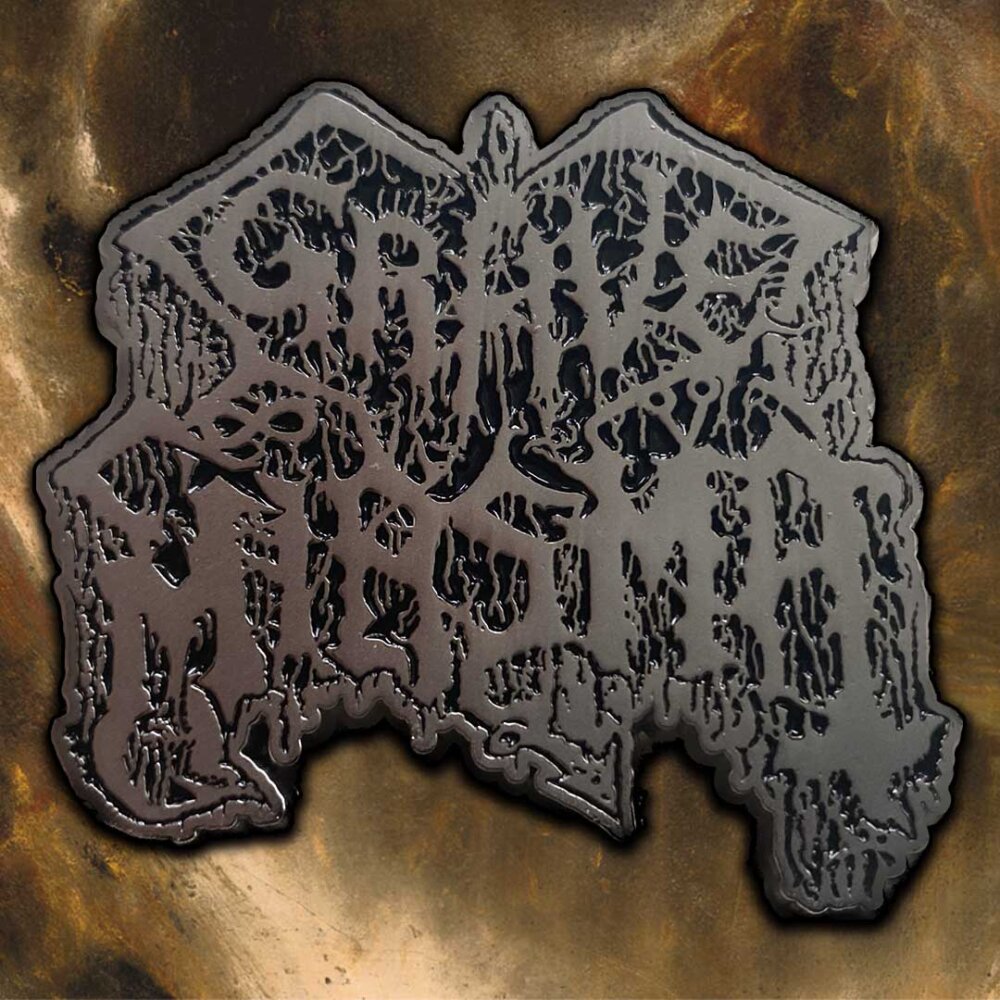 grave miasma metal logo pin